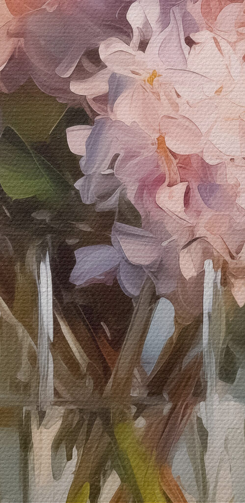 Painting of flowers in a glass vase Painting of flowers in a glass vase