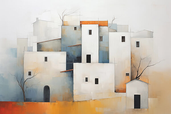 Painting of a group of buildings