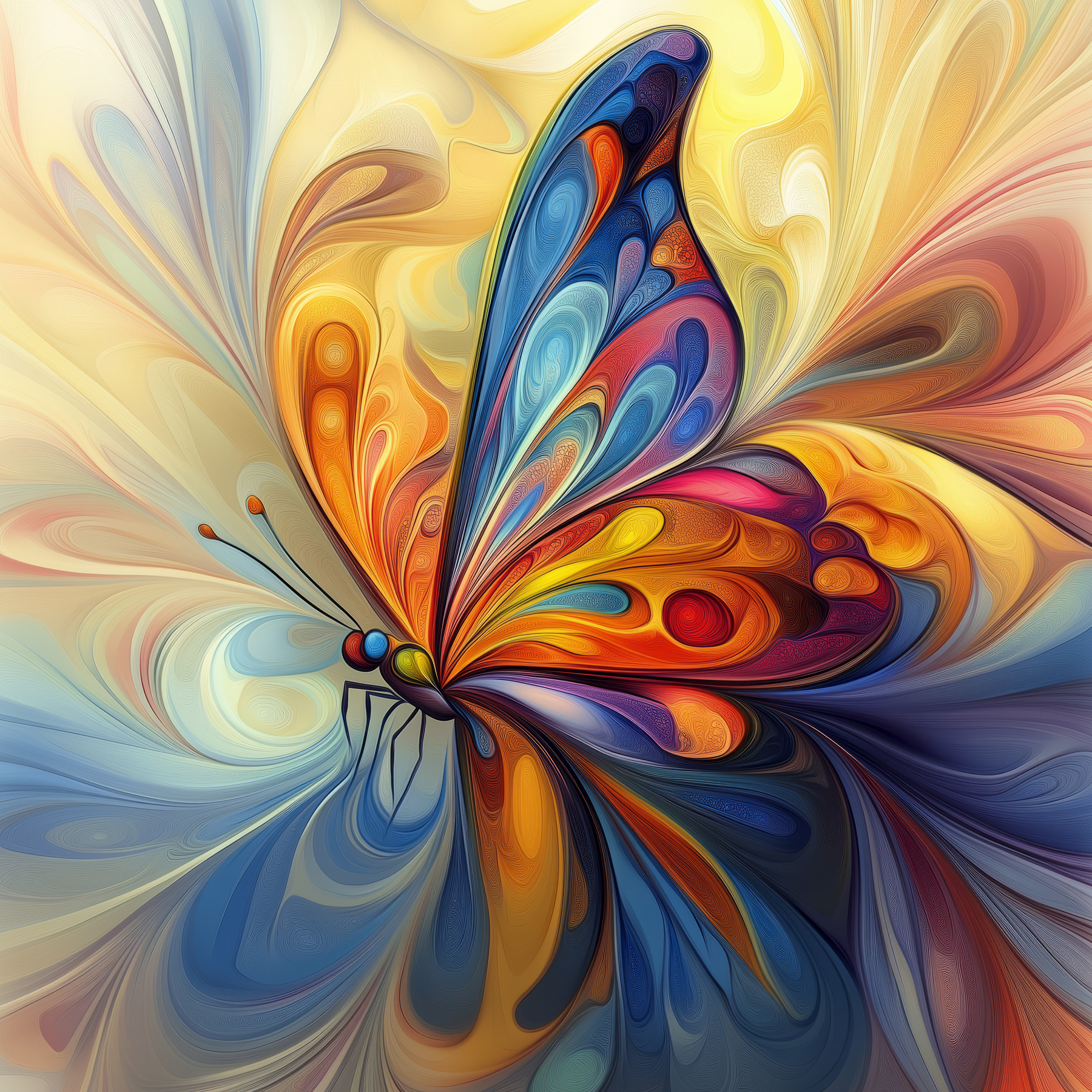 Colorful butterfly with a swirly pattern Colorful butterfly with a swirly pattern