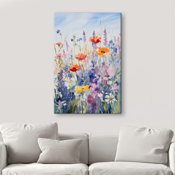 Gemälde von Blumen auf einem Feld Gemälde von Blumen auf einem Feld
