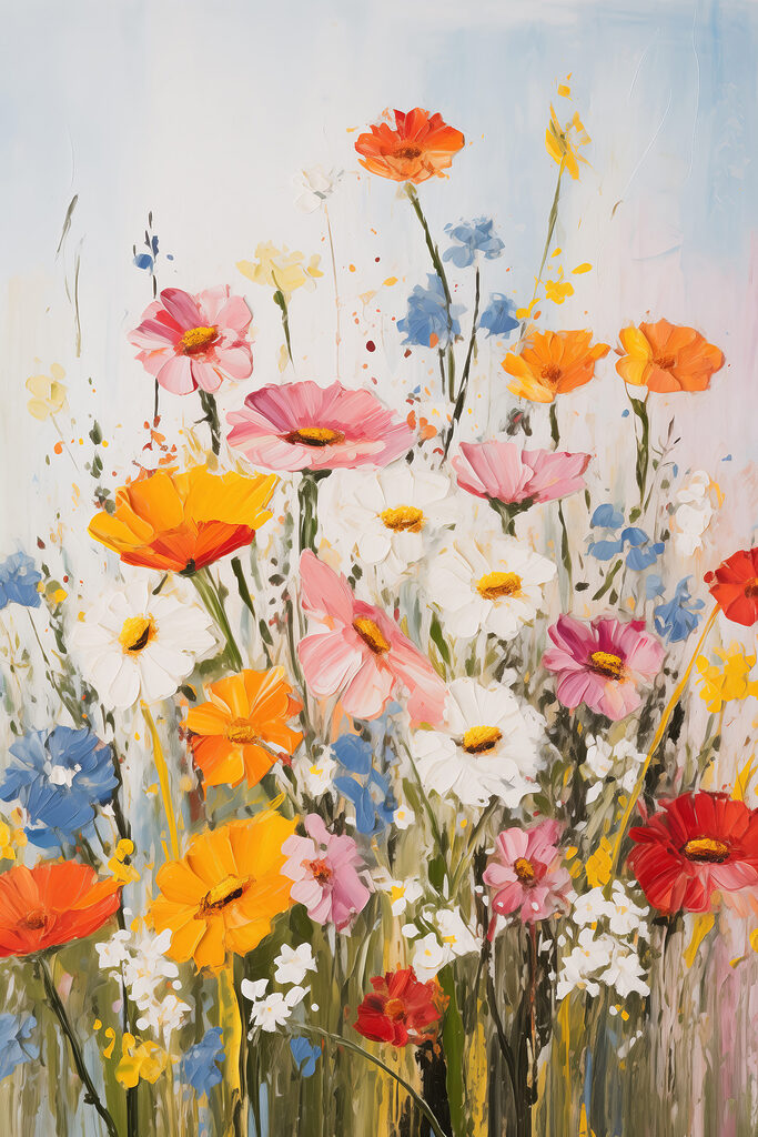 Painting of flowers on a wall