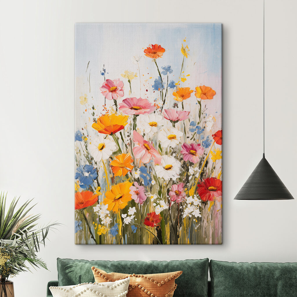 Painting of flowers on a wall
