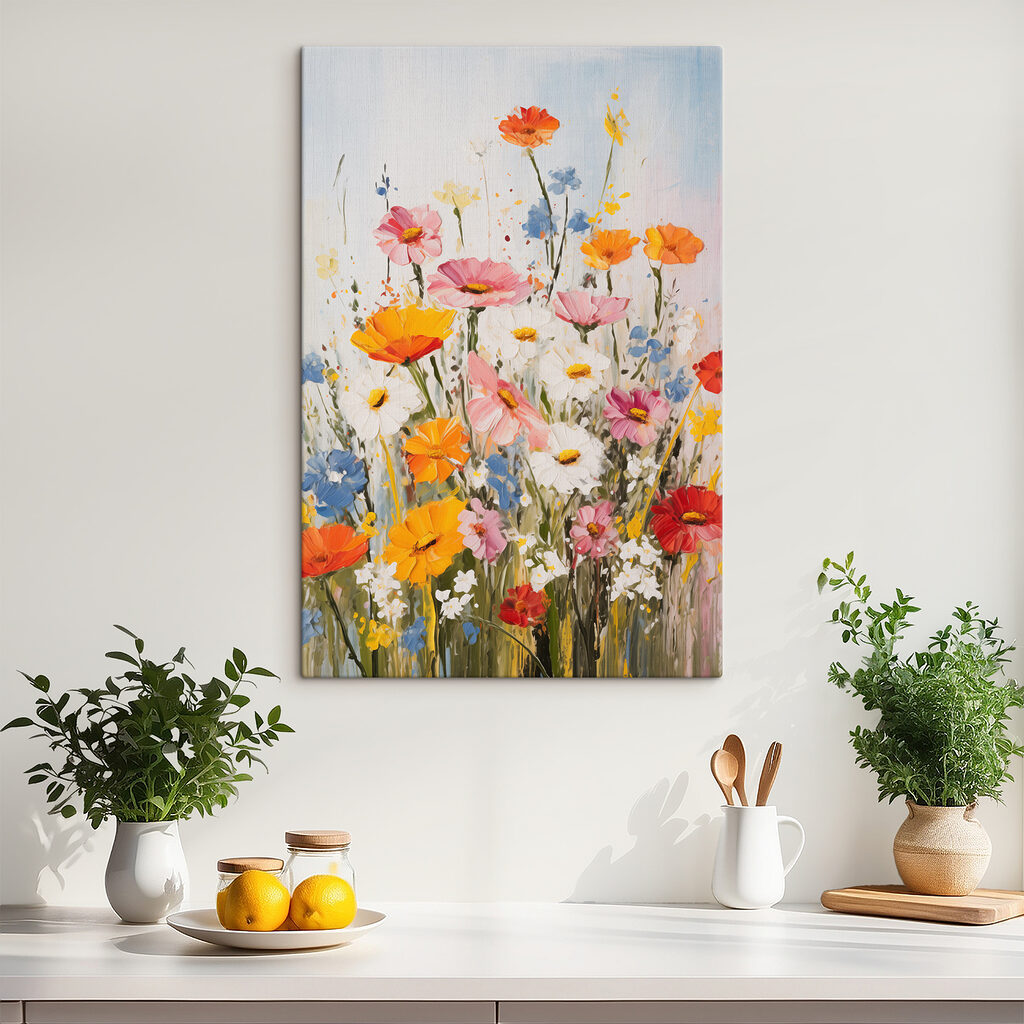 Painting of flowers on a wall