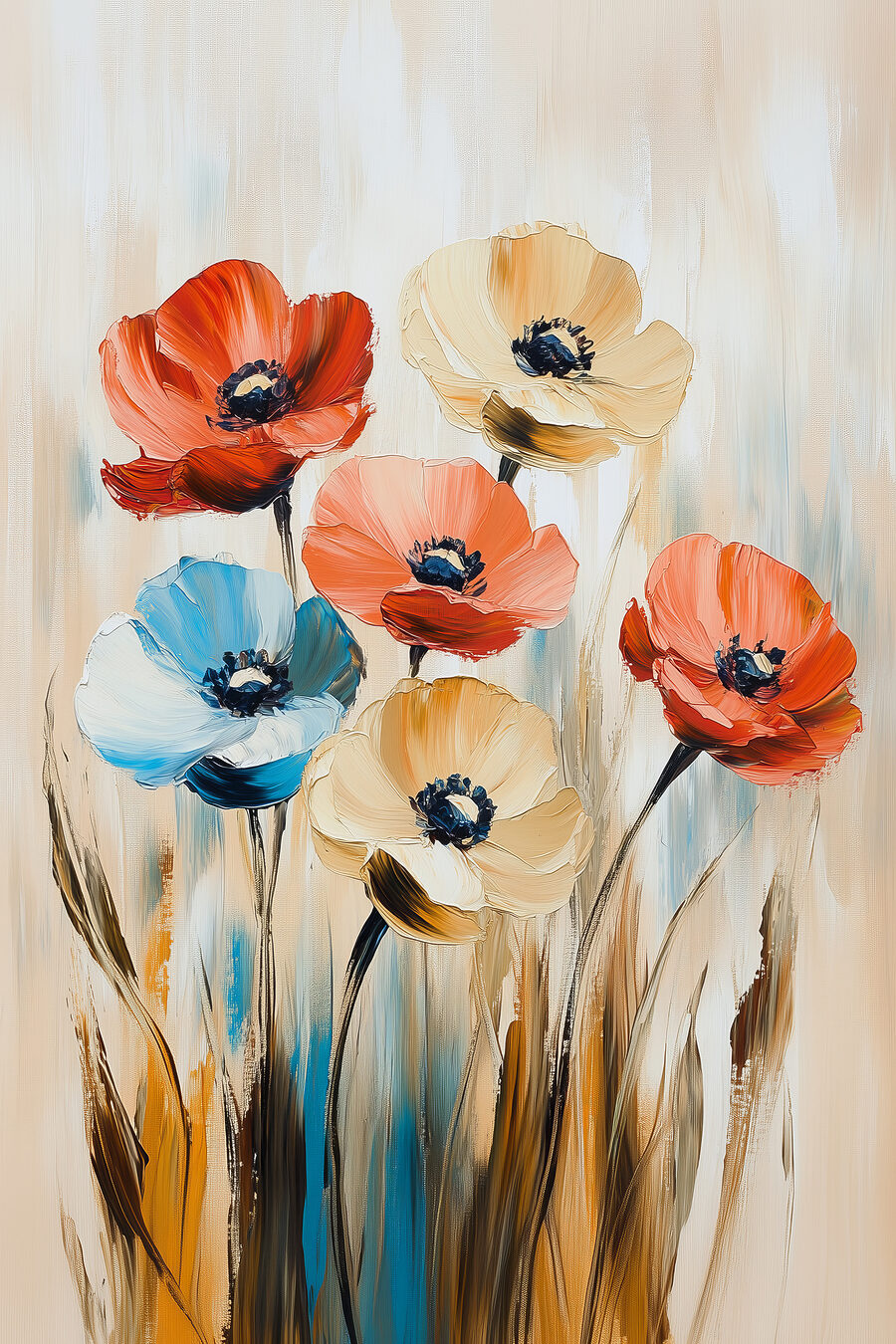 Gemälde von Blumen auf einer Leinwand Gemälde von Blumen auf einer Leinwand