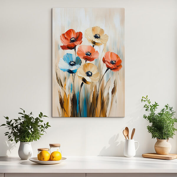 Gemälde von Blumen auf einer Leinwand Gemälde von Blumen auf einer Leinwand