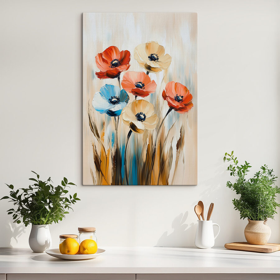 Gemälde von Blumen auf einer Leinwand Gemälde von Blumen auf einer Leinwand