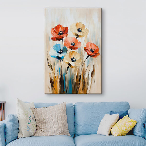 Gemälde von Blumen auf einer Leinwand Gemälde von Blumen auf einer Leinwand