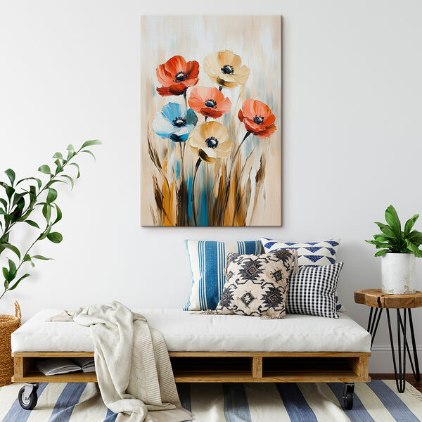 Gemälde von Blumen auf einer Leinwand Gemälde von Blumen auf einer Leinwand