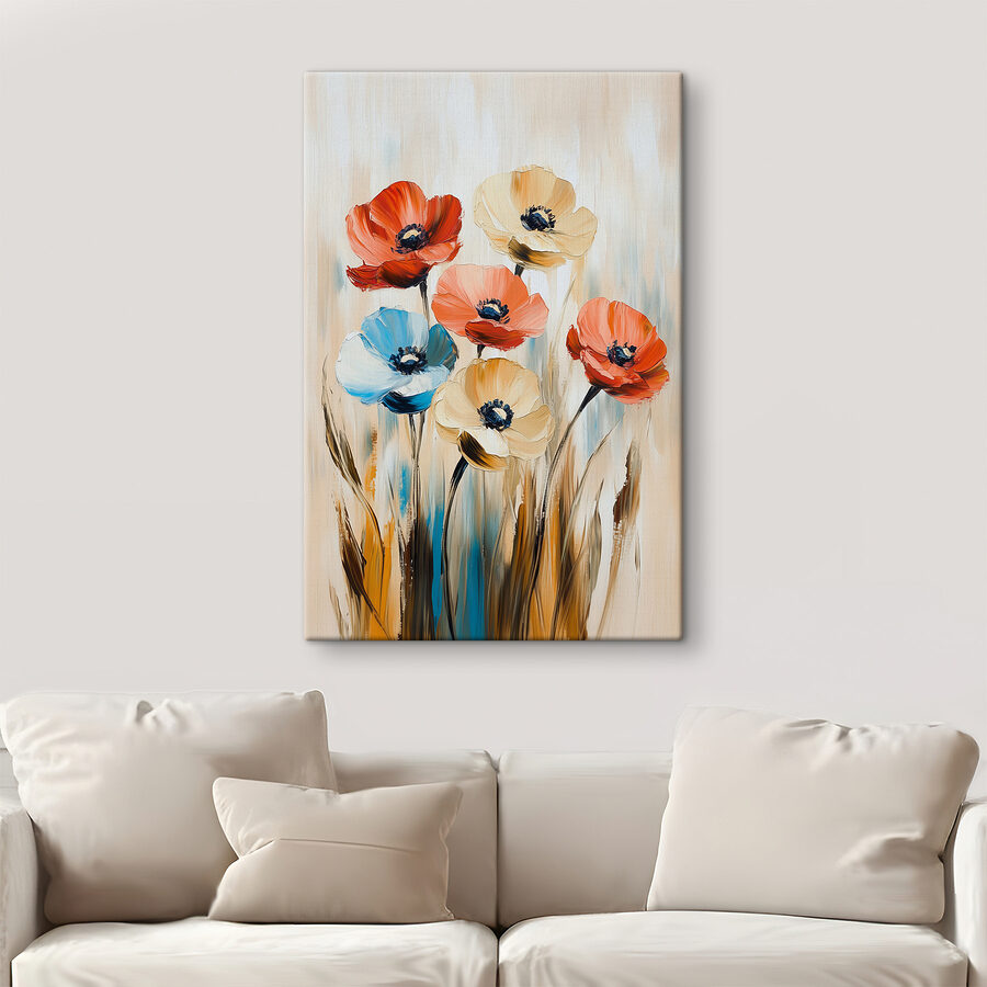 Gemälde von Blumen auf einer Leinwand Gemälde von Blumen auf einer Leinwand