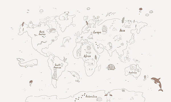 Karte der Welt mit Tieren Karte der Welt mit Tieren