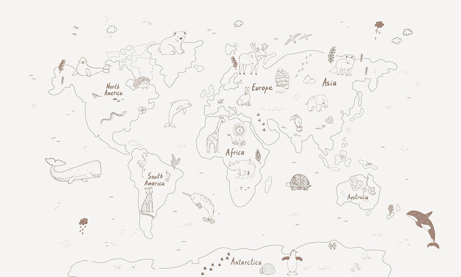 Karte der Welt mit Tieren