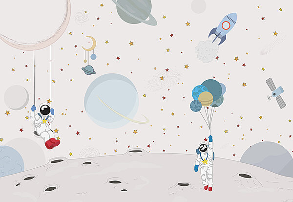 Karikatur von Astronauten auf dem Mond Karikatur von Astronauten auf dem Mond