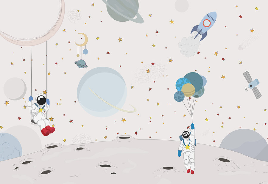 Karikatur von Astronauten auf dem Mond