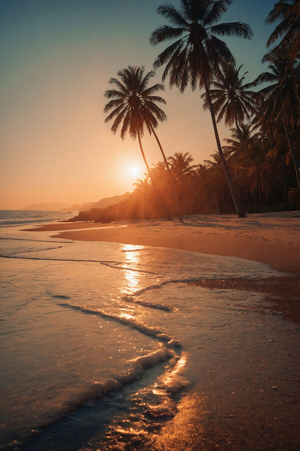 Strand mit Palmen und Wasser Strand mit Palmen und Wasser