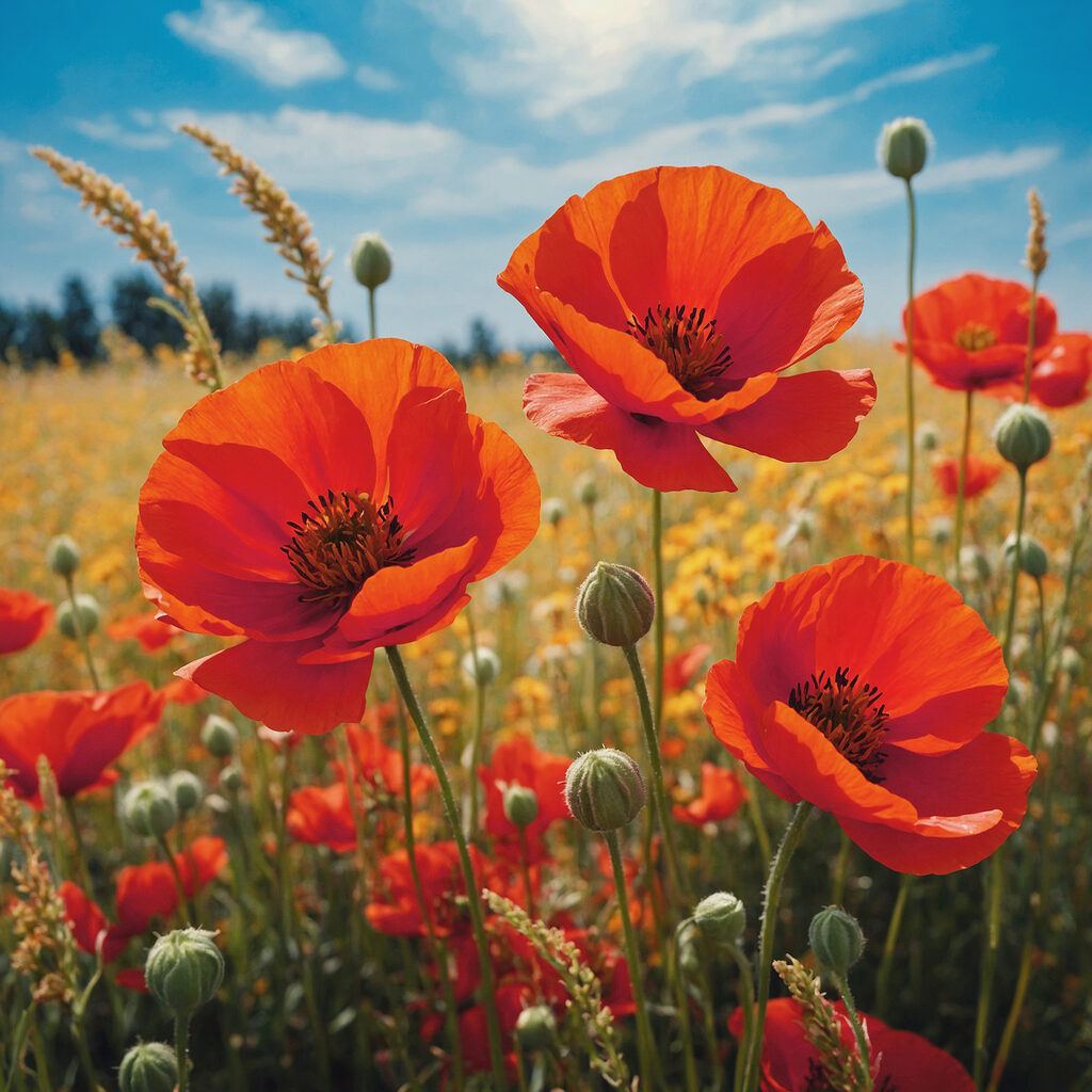Group of red flowers