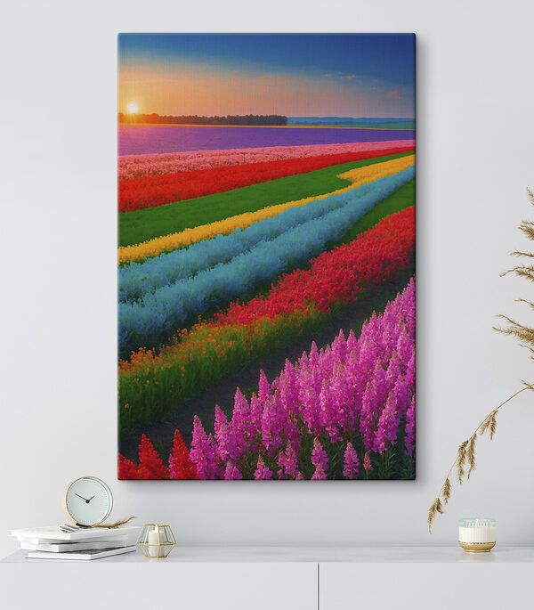 Blumenfeld mit der Sonne im Hintergrund Blumenfeld mit der Sonne im Hintergrund