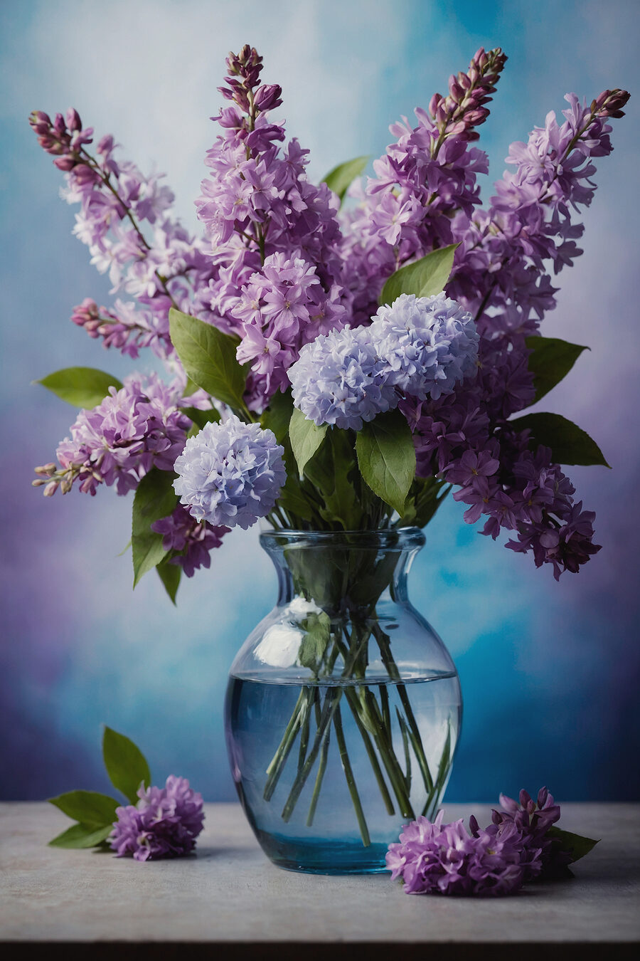 Vase mit lila Blumen