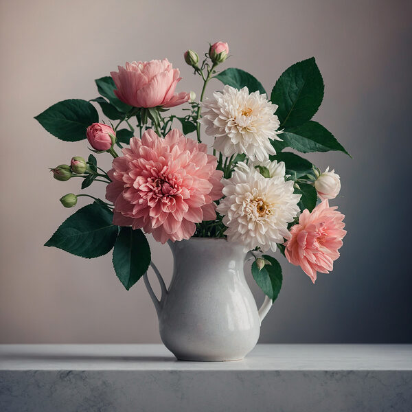 Vase mit Blumen auf einem Tisch Vase mit Blumen auf einem Tisch