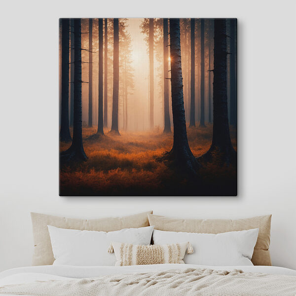 Wald mit Bäumen und Nebel Wald mit Bäumen und Nebel