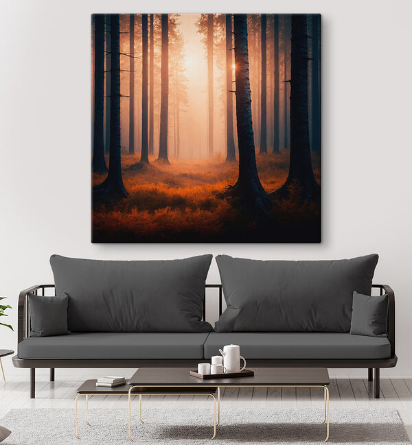 Wald mit Bäumen und Nebel Wald mit Bäumen und Nebel