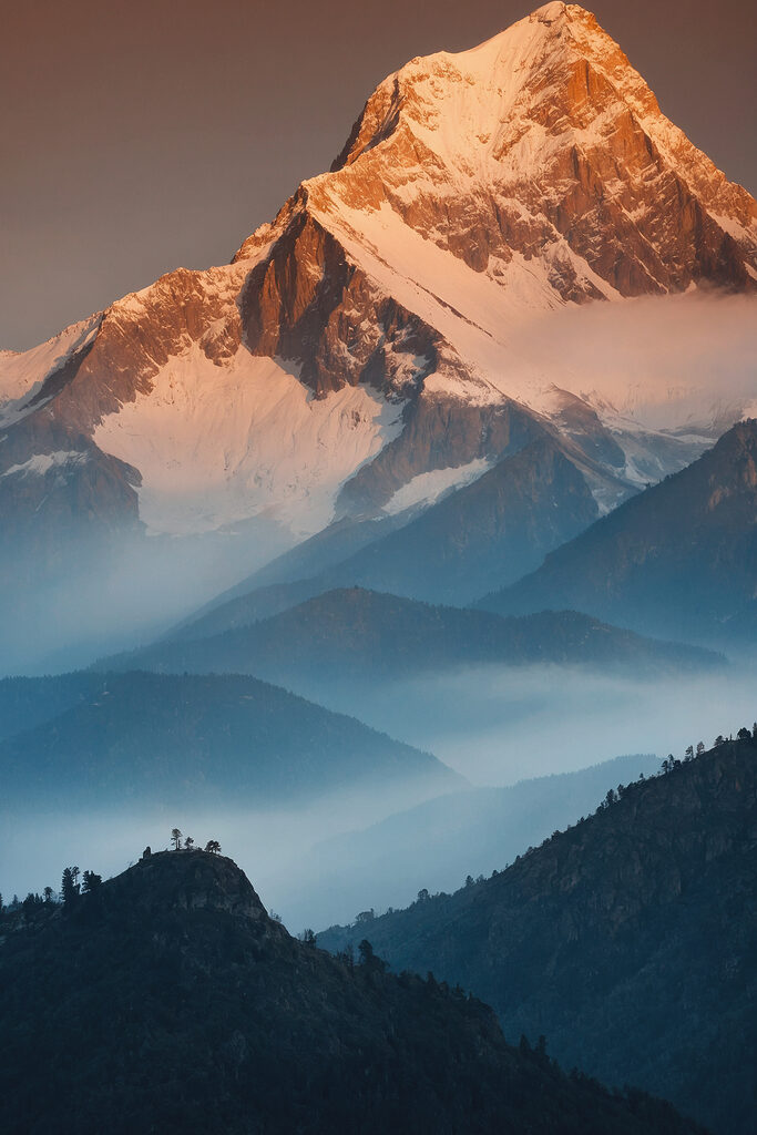 Mountain range with snow on top