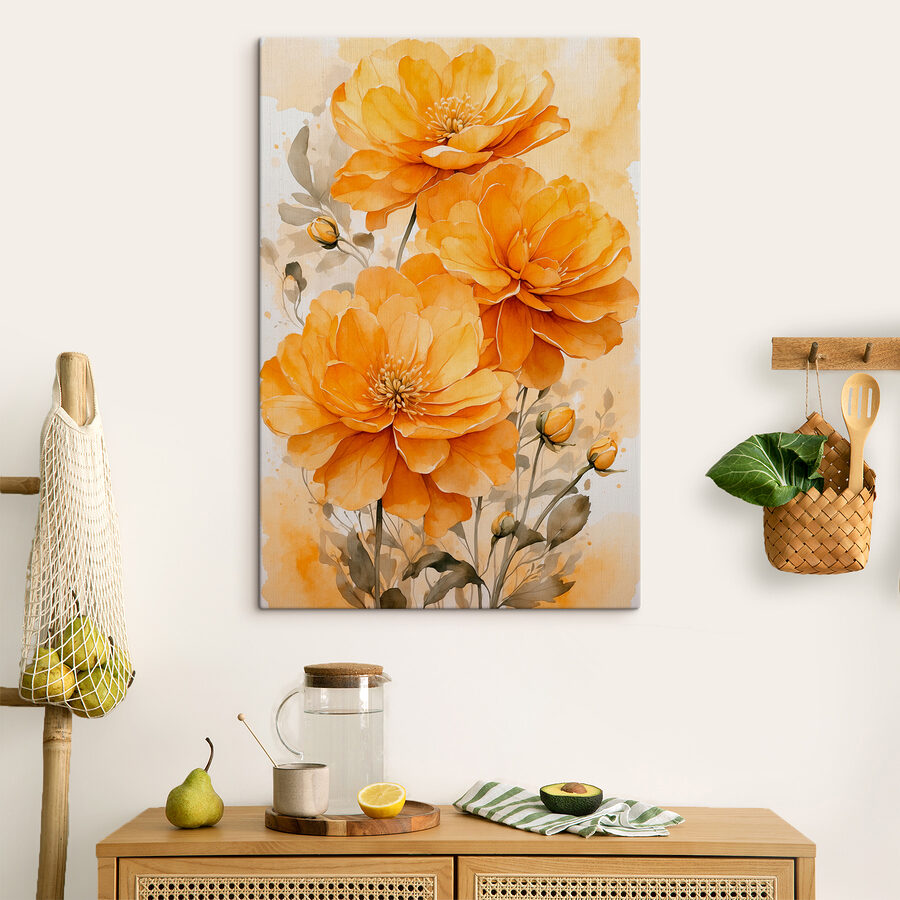 Malerei von orangefarbenen Blumen