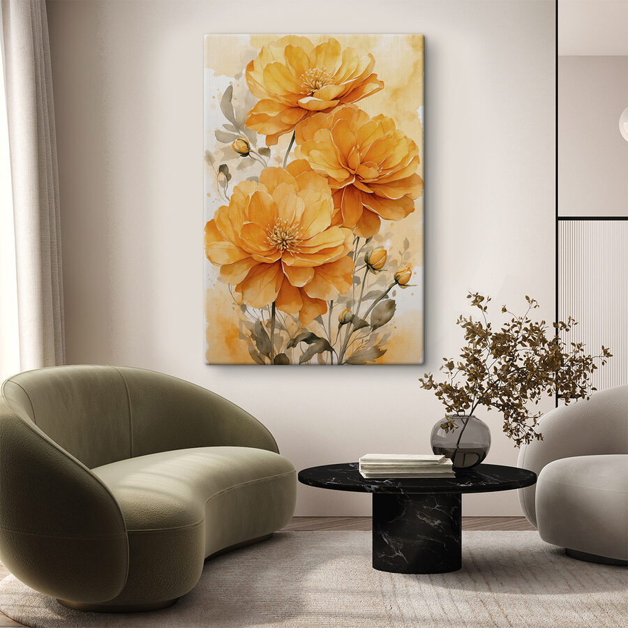 Malerei von orangefarbenen Blumen