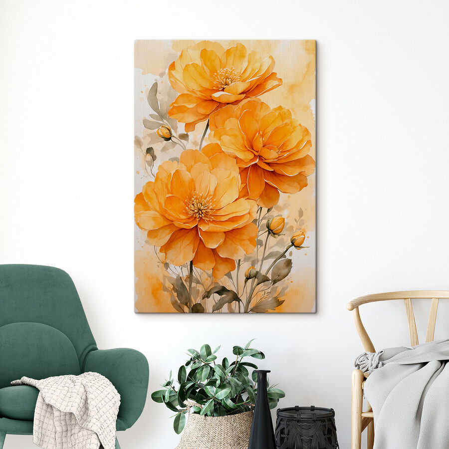 Malerei von orangefarbenen Blumen