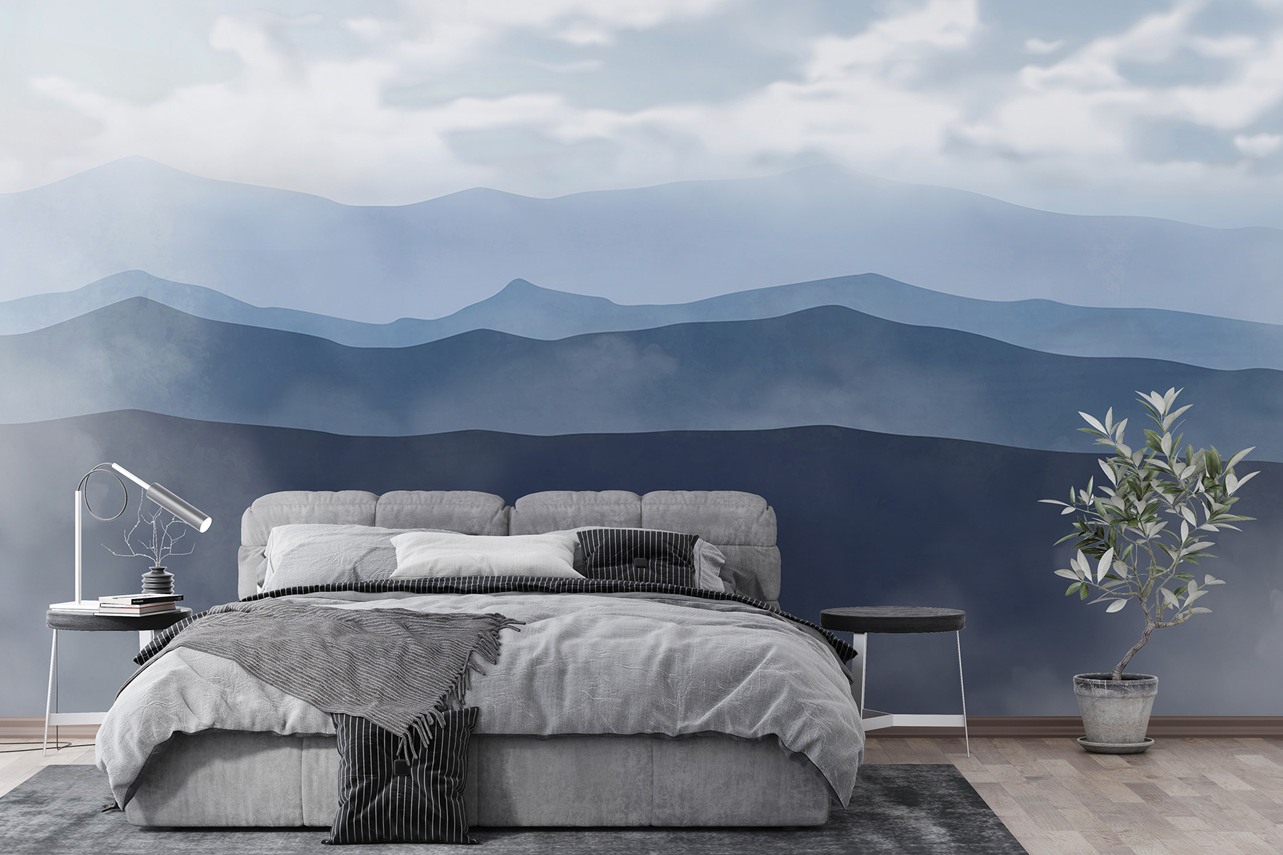 Mountain range with clouds