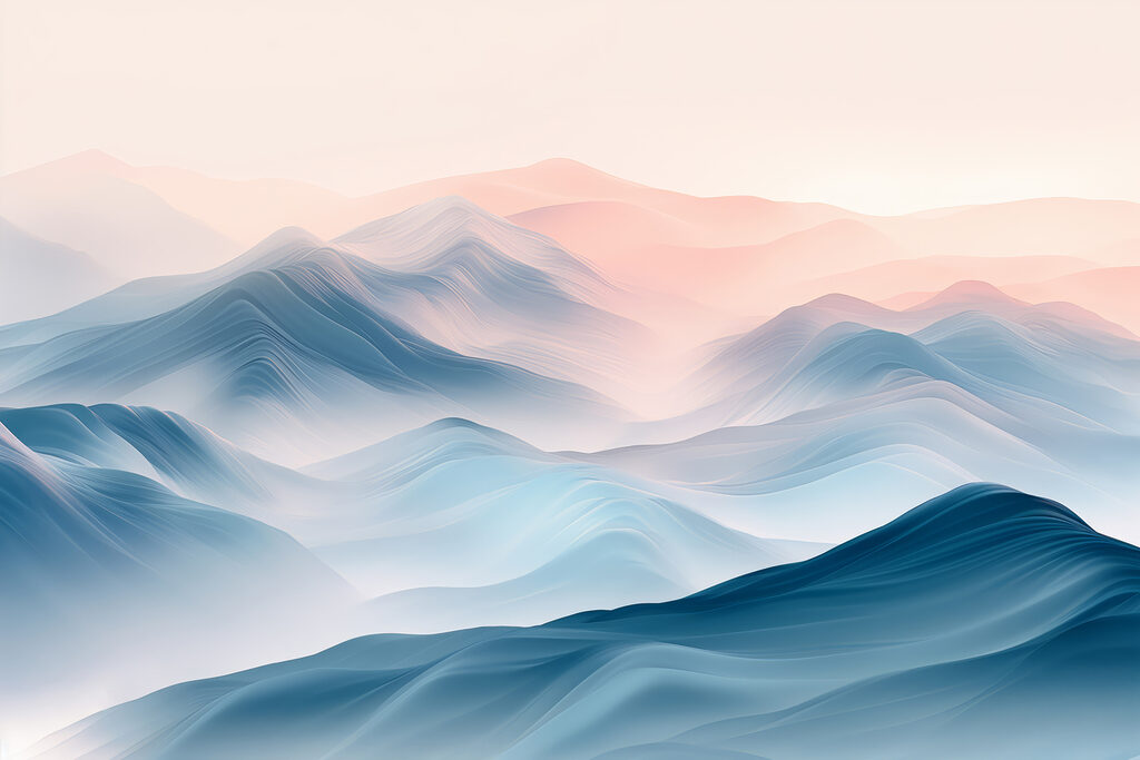 Landschaft mit Bergen und Nebel Landschaft mit Bergen und Nebel