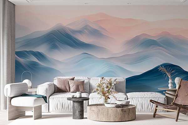 Landschaft mit Bergen und Nebel Landschaft mit Bergen und Nebel