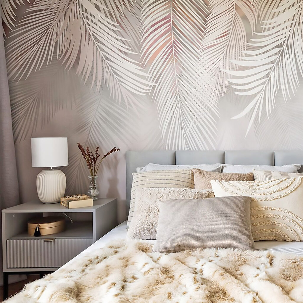 White leaves on a gray background