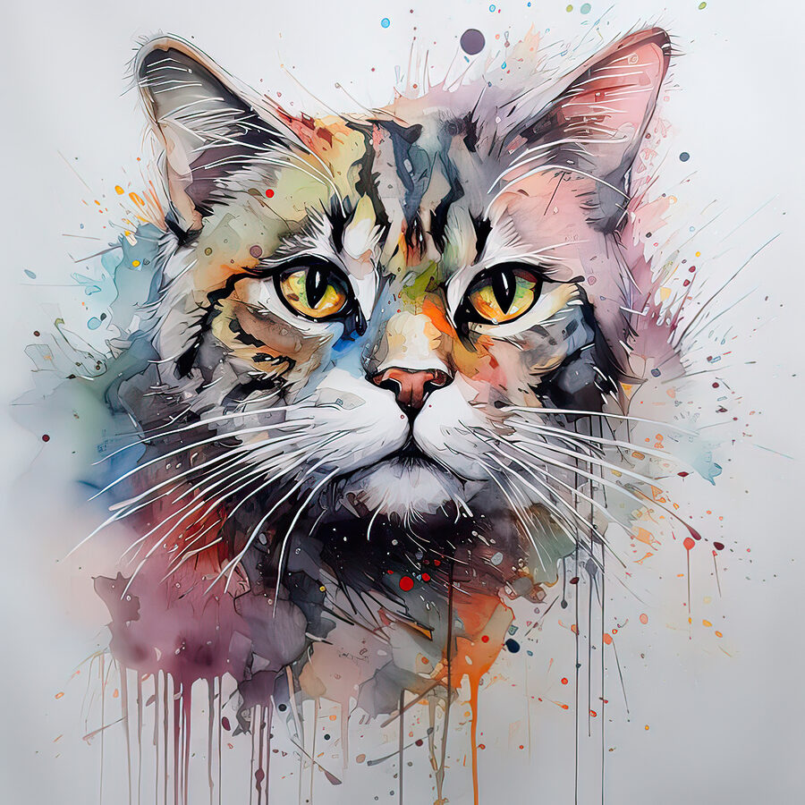 Gemälde einer Katze Gemälde einer Katze