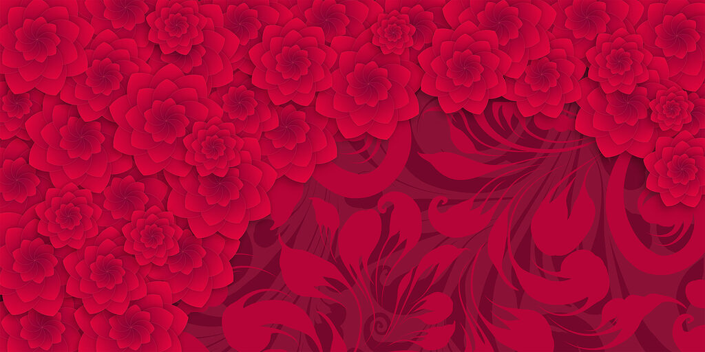 Rotes Blumenmuster auf rotem Hintergrund Rotes Blumenmuster auf rotem Hintergrund