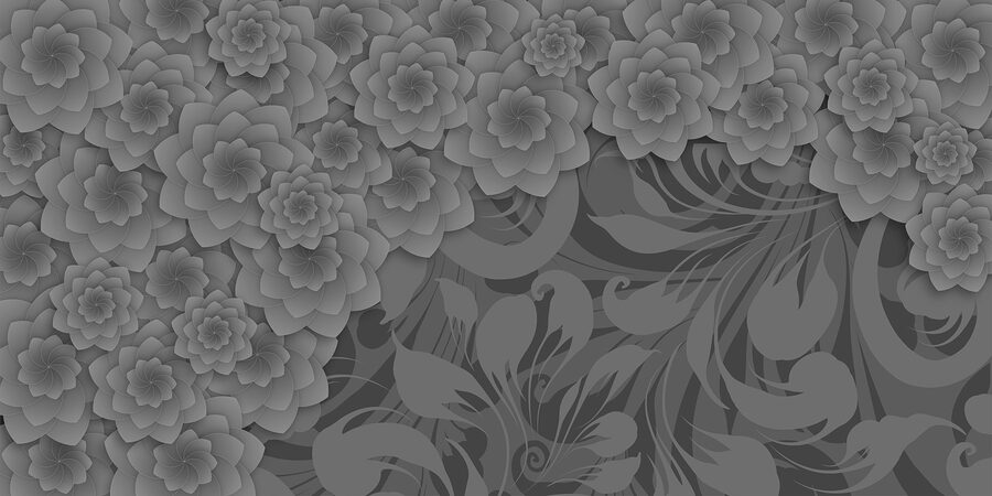 Graues und weißes Blumendesign