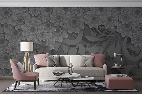 Graues und weißes Blumendesign Graues und weißes Blumendesign