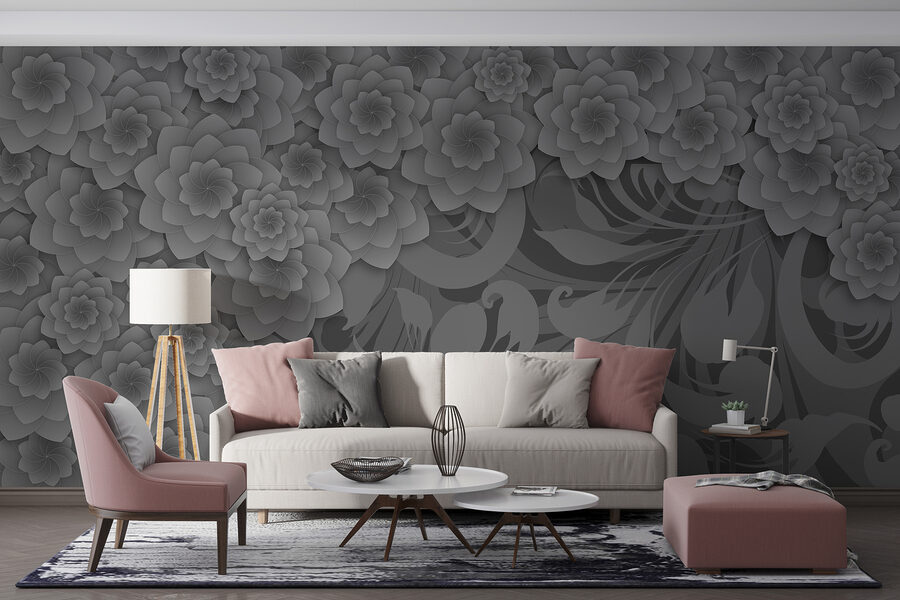 Graues und weißes Blumendesign