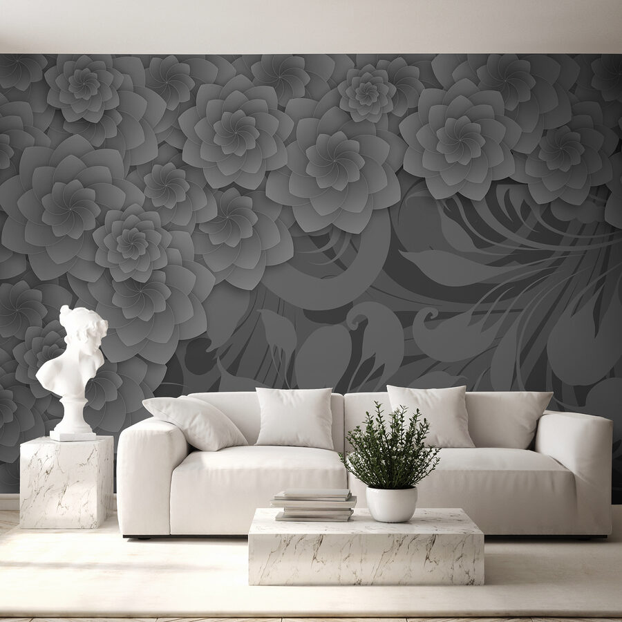 Graues und weißes Blumendesign