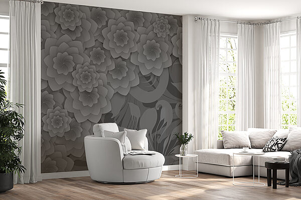 Graues und weißes Blumendesign Graues und weißes Blumendesign