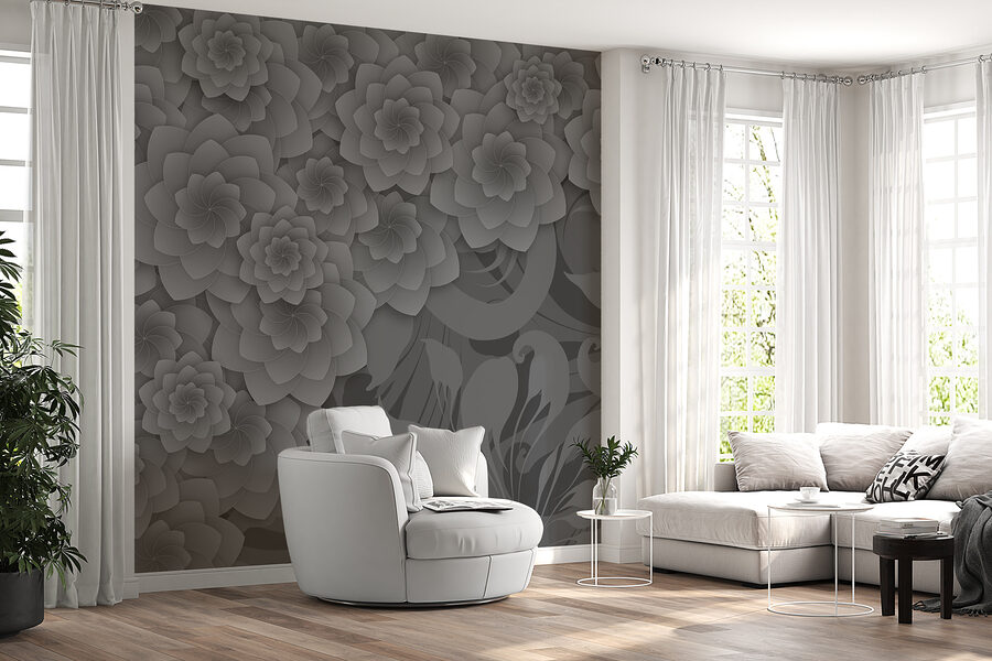 Graues und weißes Blumendesign