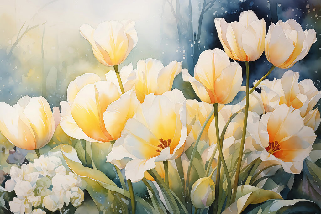 Malerei von weißen Blumen Malerei von weißen Blumen