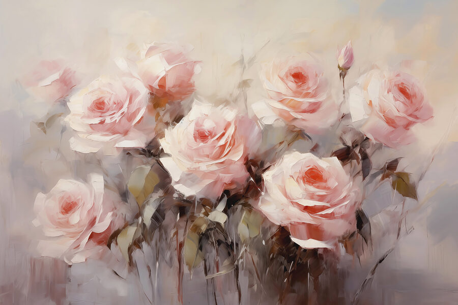 Gemälde von rosa Rosen