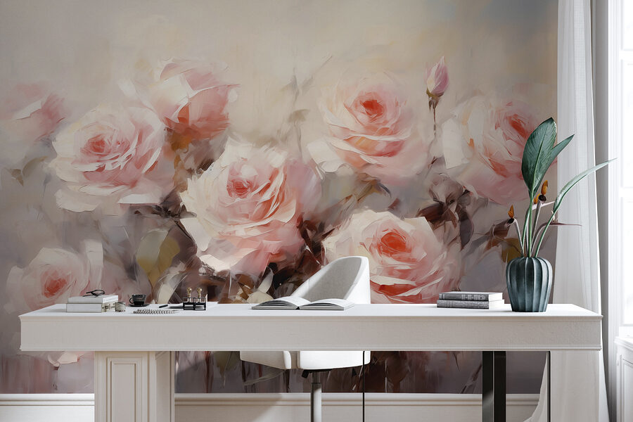 Gemälde von rosa Rosen