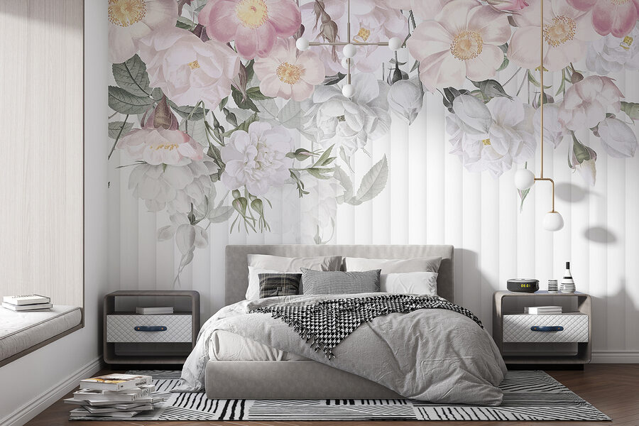 Gruppe von Blumen auf einem weißen Hintergrund