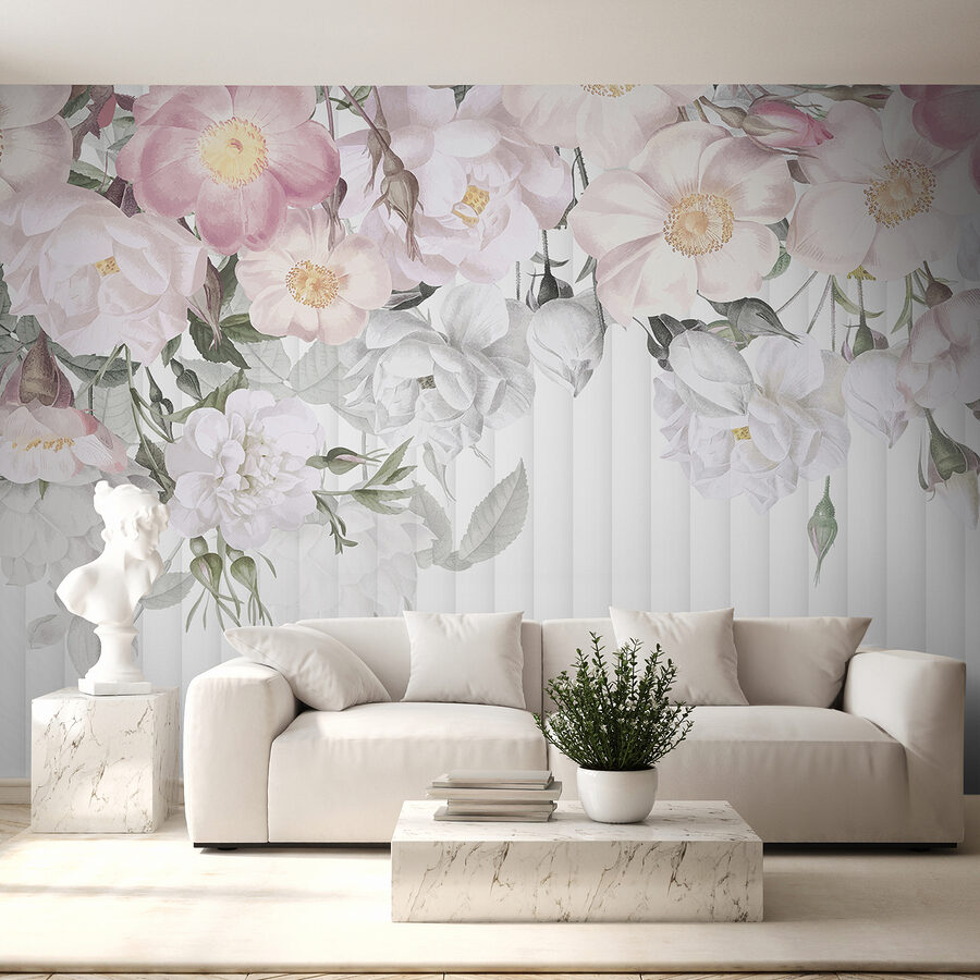 Gruppe von Blumen auf einem weißen Hintergrund