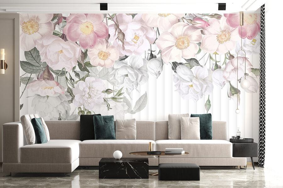 Gruppe von Blumen auf einem weißen Hintergrund