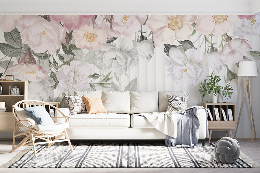 Gruppe von Blumen auf einem weißen Hintergrund