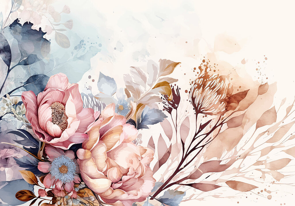 Malerei von Blumen und Blättern Malerei von Blumen und Blättern