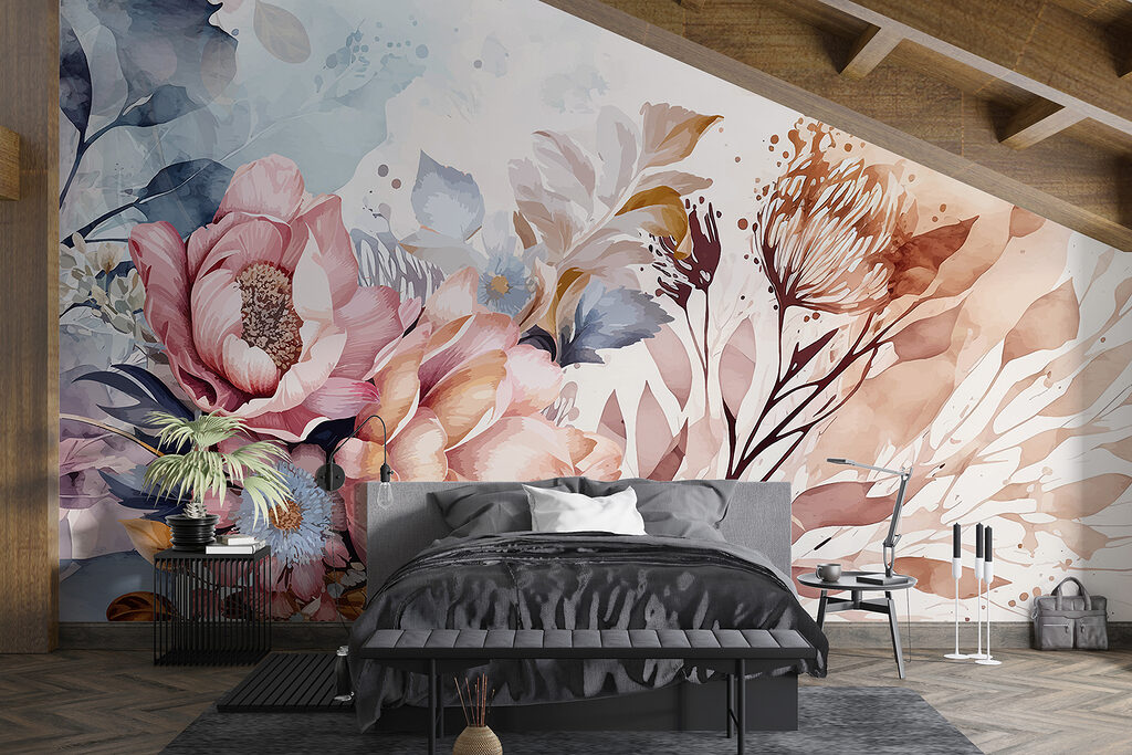 Painting of flowers and leaves