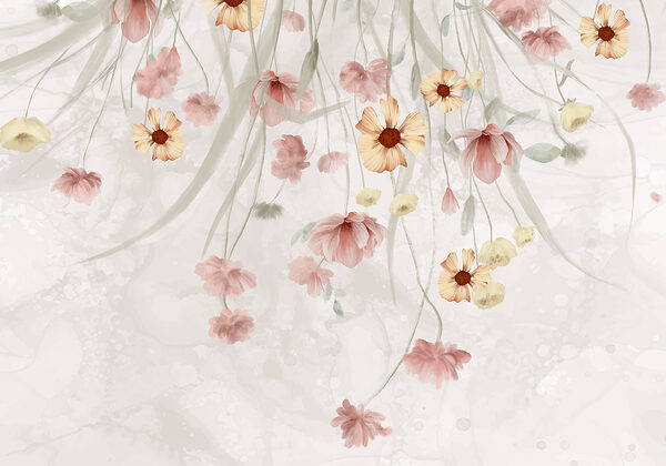 Gemälde von Blumen auf weißem Hintergrund Gemälde von Blumen auf weißem Hintergrund